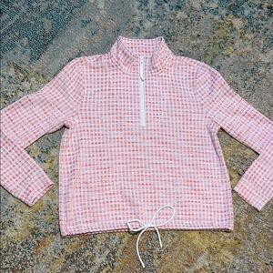 Pink and White Talbots Quarter-Zip Pullover